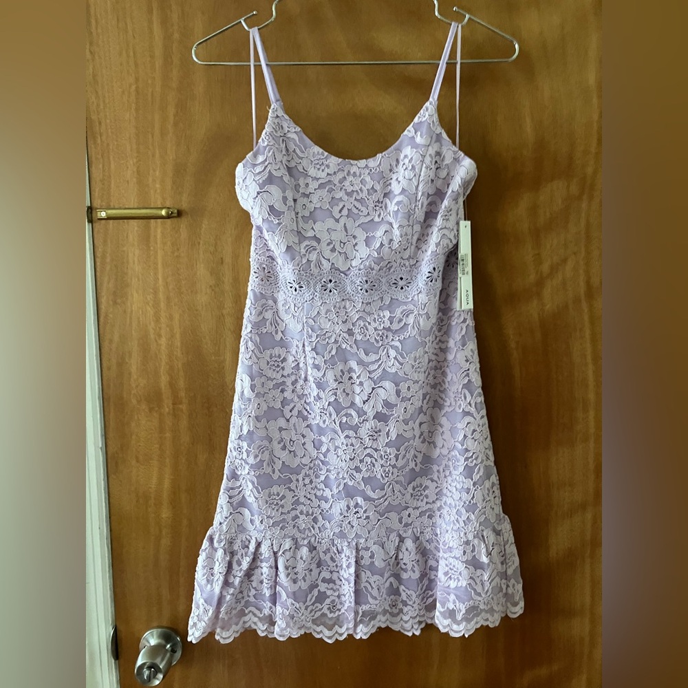 Aqua Bloomingdale’s NWT Lavender Purple Lace Mini Dress Size XS Cocktail Party